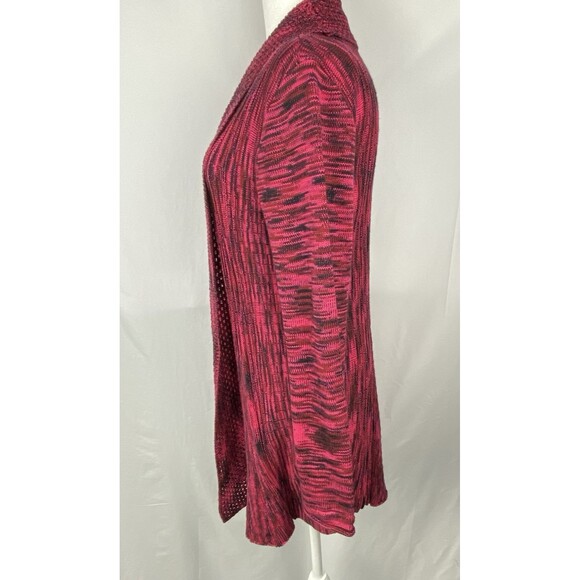 NY Collection Cardigan Sweater Womens S Pink Black Cotton Open Front Soft Grunge - Picture 8 of 15